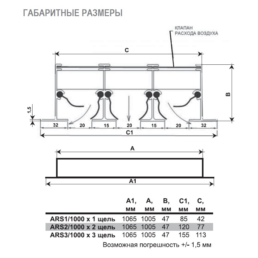 ARS-(4)-1000 решетка щелевая