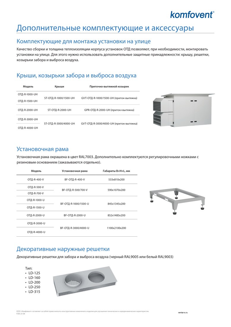 Рама монтажная Komfovent BF-ОТД-R-500/700-H